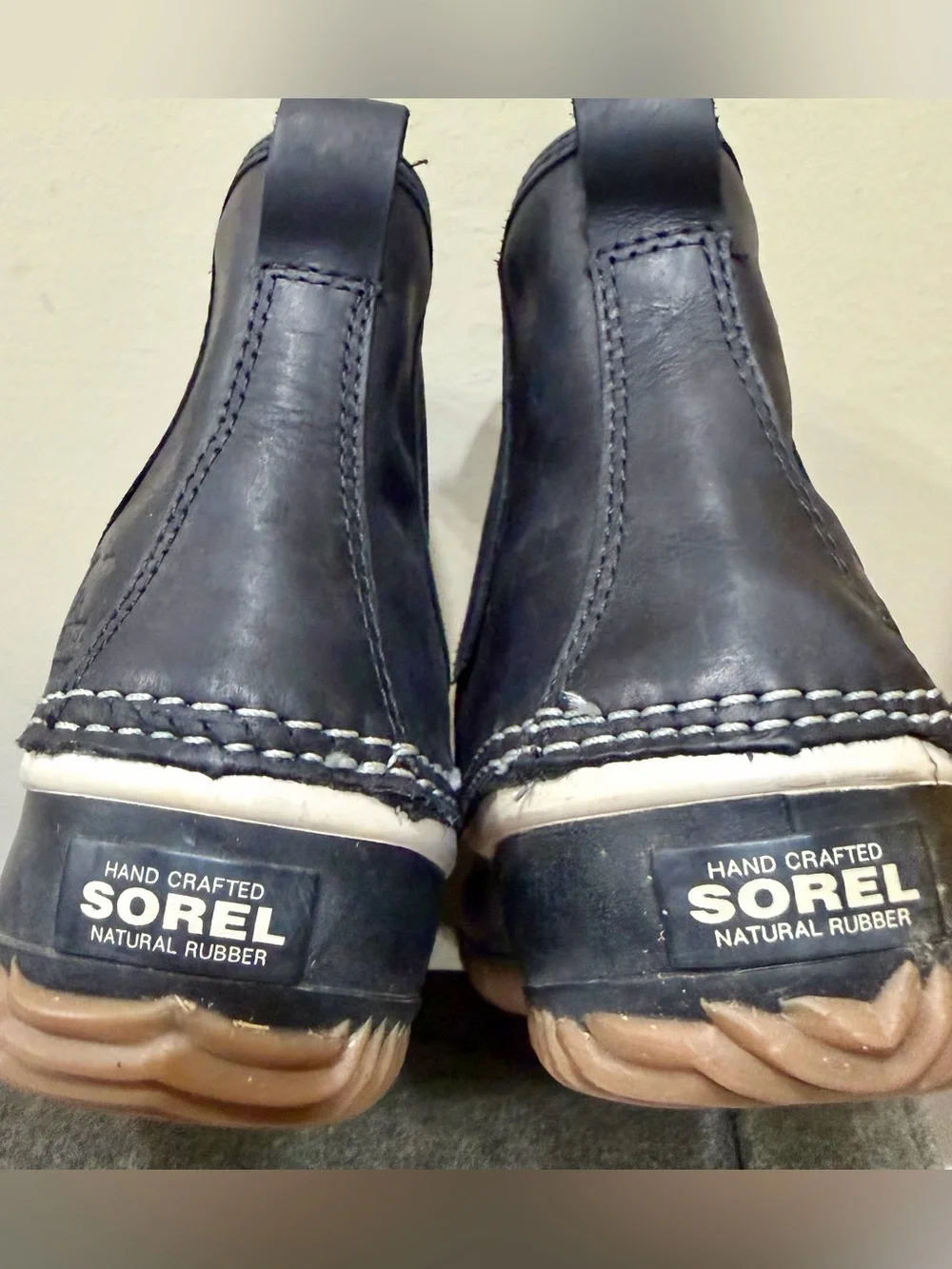 Black Chelsea Duck Boots with Gum Sole